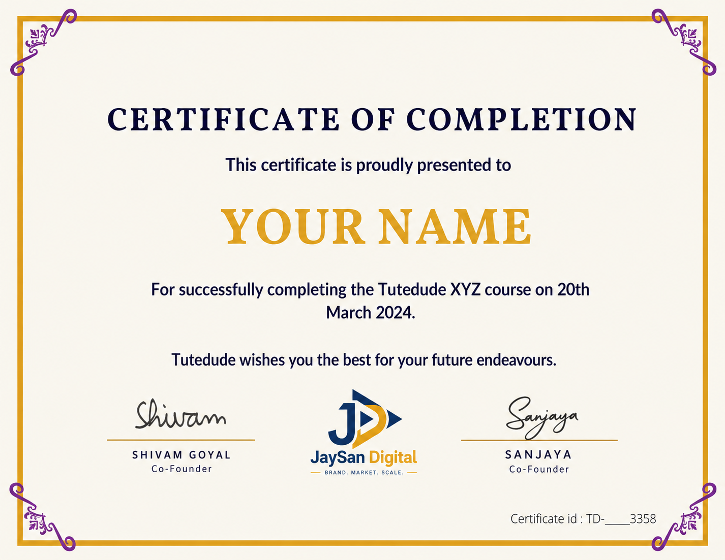 Certificate of completion